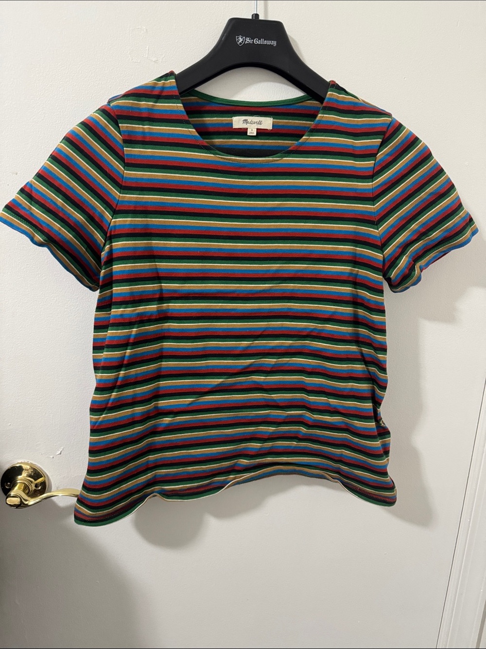 Madewell 100% Cotton Multi Colored Stripe Short Sleeve Tee